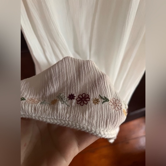 Anthropologie Knot Sisters Small white maxi dress boho prairie embroidered - Picture 9 of 12